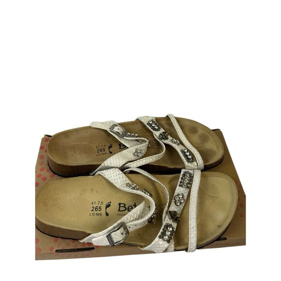Betula Birkenstocks Size 10 white Jeweled Snake Print Shoes - Picture 1 of 7